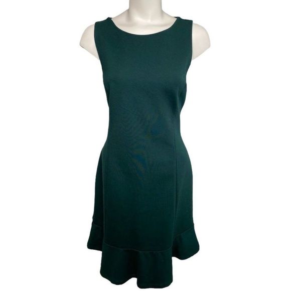 Loft Forest Green Sleeveless Open Back Pointe Knit Dress Sz 10 NEW - Picture 1 of 9